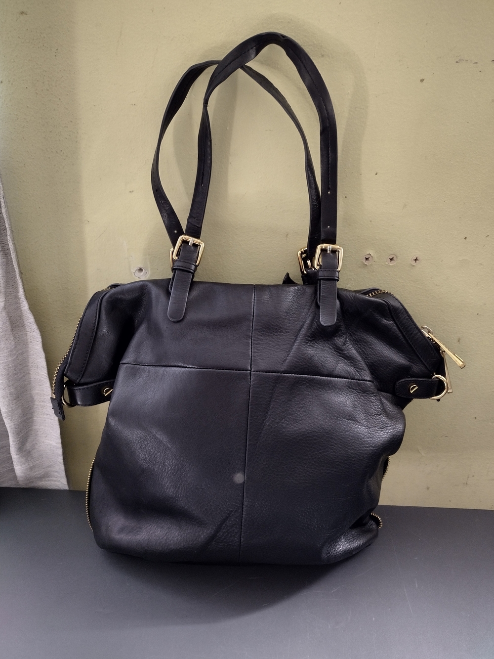 Kelsi Dagger  Black Leather Bag
